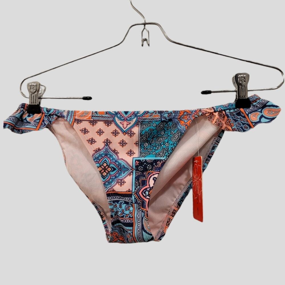 Gossip Multi Color Low Rise Hipster Ruffle Bikini Bottom